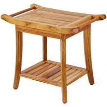 Teak Shower Bench Waterproof with Storage Shelf & Non-Slip Feet 300 LBS Capacity