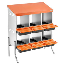 6-Compartment Chicken Nesting Box Roll-Away Egg Box with Legs Steel & Plastic for Hens(Orange)