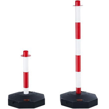 Adjustable Traffic Delineator Post Cones with Fillable Base & 6.6FT Chain Red & White for Parking Lot & Road Safety (6 Pack)