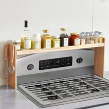 "Over Stove Spice Shelf with 6 Hooks - Kitchen Spice Organizer & Countertop Storage Solution Easy to Assemble"