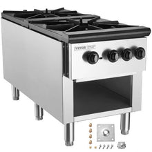 Commercial 2-Burner Gas Stove 180,000 BTU Propane/Natural Gas Range Stainless Steel