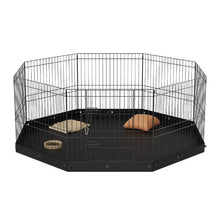 Dog Playpen 8-Panel Foldable Metal Pet Fence with Pad & Stakes 24" H Indoor/Outdoor