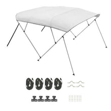 4 Bow Bimini Top Replacement Canopy – 600D Waterproof Polyester Boat Sun Shade with Storage Bag 96 L x 91 - 96 W (Light Grey) (Frame Not Included)