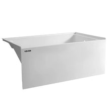48" x 30" Contemporary Alcove Acrylic Bathtub Soaking Tub with Right Hand Drain Overflow Hole Integral Flange (White)