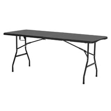 6 Ft Heavy Duty Folding Table – Portable Fold-in-Half Utility Table with Handle (Black)