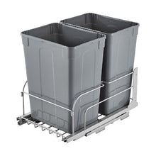 Pull-Out Trash Can 35 QT x2 Double Under Mount Bin with Soft Close Slide & Door Kit for Kitchen Cabinet (Grey)