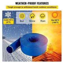 100FT PVC Lay Flat Backwash Drain Hose with Clamps – Heavy Duty, Weatherproof