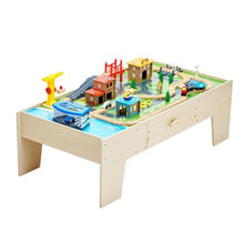 50x25x15.5 Inch Wooden Train Table with Large Storage Drawer – 3-in-1 Toy for Kids 3+