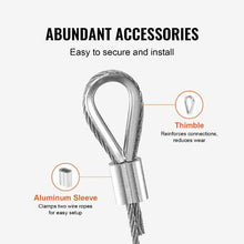 1/16 Inch 7x7 Strand T304 Stainless Steel Braided Aircraft Cable 330FT With Accessories