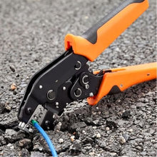 Ratcheting Wire Crimping Tool 24–12 AWG Adjustable Pressure Quick Release
