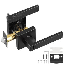 Privacy Door Handle Matte Black Reversible Door Lever with Keyless Lock 45° Turn Square Interior for Bed & Bath (Pack of 10)
