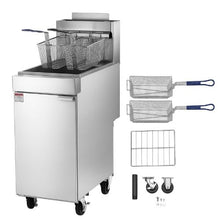 Commercial Propane Deep Fryer 90,000 BTU 40 LBS 2 Baskets 3-Tube Burner Stainless Steel Fryer Cart