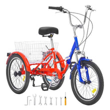 20" Folding Adult Trike, Stable 7-Speed Cruiser Bike with Large Basket for Women Men Seniors