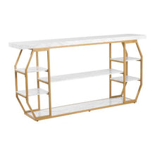 3-Tier Marble Console Table – Modern Gold Geometric Storage Stand
