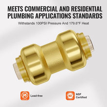 1/2" Brass Straight-Through Push-Fit for Air System Pipe Fittings (12PCS)