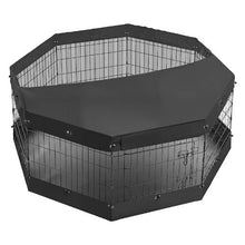 Dog Playpen 24" 8-Panel Foldable Metal Fence with Door Cover & Pad (Black)
