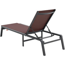 Outdoor Chaise Lounge Chairs, Aluminum, 5 Adjustable Positions – (Brown) Pack of 2