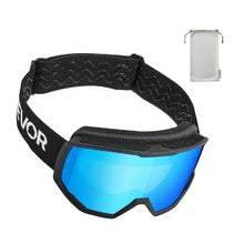 Ski Goggles with Ice Blue Revo Cylindrical Lens OTG Anti-Fog for Men Women & Youth