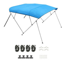 3 Bow Boat Bimini Top – 600D Waterproof Polyester Canopy Aluminum Frame Sun Shade Awning with Storage Bag 72 L x 79 - 84 W x 46 H (Pacific Blue)