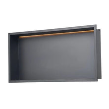 13 x 25 Inch LED Shower Niche Stainless Steel Recessed Wall Shelf Waterproof (Black)