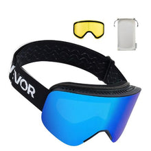 Frameless Magnetic Ski Goggles with Dark Blue Mirror Lens, OTG Anti-Fog for Men & Women