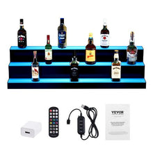 3-Tier LED Liquor Bottle Shelf, 40-Inch Lighted Bar Display with App/RF Remote 7 Colors & Timer Acrylic Illuminated Stand for 30 Bottles