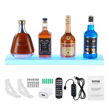 LED Lighted Liquor Bottle Display, 1-Tier 24" Wall-Mounted Whiskey Rack – Acrylic Illuminated Bar Shelf with RF Remote & App Control
