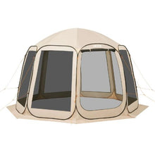 12 x 11 ft Pop-Up Screen Tent 10–12 Person Screened Canopy Shelter with Netting Sides Stakes & Carry Bag – (Beige)