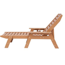 HDPE Chaise Lounge Chair 6-Position Adjustable Patio Lounge Chair with Cup Holder 400 lbs Capacity (Brown)