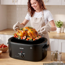 24QT Electric Roaster Oven 1450W Viewing Lid Defrost & Warm Functions Removable Pan & Rack Black
