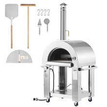 Dual Fuel Outdoor Pizza Oven 26" Pellet & Gas Pizza Maker with Cordierite Stone & Casters