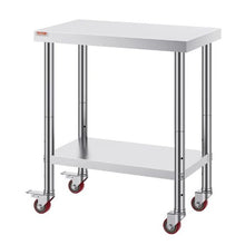 30 X 18 In Stainless Steel Work Table with 4 Wheels  for Commercial Kitchen Restaurant GZT76-4585