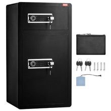 7-8.2 cu.ft  Double Door Key Lock Password for Cabinet Black organize cash passports jewelry gold watches