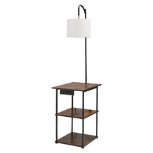 3-Tier Floor Lamp Table with Shelves & Charging