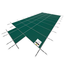 18x36 ft Pool Safety Cover with 4x10 ft Center End Step Mesh Winter Cover (Green)