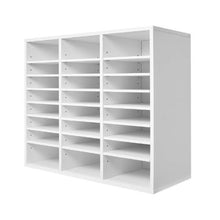 24-Compartment Literature Organizer with Adjustable Shelves Wooden MDF Mailbox Sorter (White)