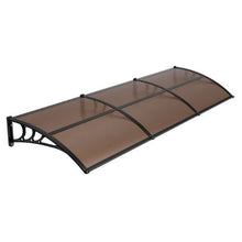 38 x 117 in Door Awning Canopy Polycarbonate Front Door Cover Rain & UV Protection (Brown)