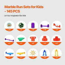 145-Piece Marble Run Set, Glow-in-the-Dark & Glass Marbles, STEM Race Track Toy for Kids 3+