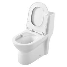 One-Piece Elongated Toilet 1.1/1.6 GPF Easy-Clean Skirted 12" Rough-In (White & Silver)