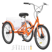 24" Folding Adult Tricycle, Lightweight Aluminum 3-Wheel Cruiser with Large Rear Basket