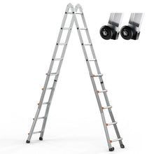 17 FT Telescoping A-Frame Ladder Compact Aluminum Extension Ladder Portable Collapsible RV Ladder 330 LB Capacity