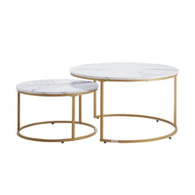 31-32 In Nesting Coffee Table Set of 2 Round (White & Gold)
