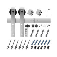 8FT Barn Door Hardware Kit with J-Shape Rollers 330 lbs Capacity Fits 42"-48" Single Sliding Doors