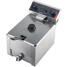 Commercial Electric Deep Fryer 1750W 9.51Qt Stainless Steel Fryer with Basket Lid & Temp Control (Silver)