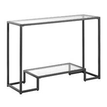 42 inch 2-Tier Glass Console Table – Modern Black Sofa Table with Iron Legs