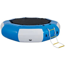 13FT Inflatable Water Trampoline Round Bouncer with Escalator Blue & White