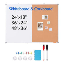 48" x 36" Whiteboard & Cork Board Combo with Aluminum Frame – 2-in-1 Magnetic for School Home Office