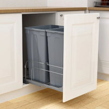 50 QT x2 Pull-Out Trash Bin Heavy Duty Kitchen Waste & Recycling with Soft Close Slide (Grey)