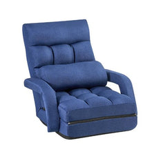 5-Position Adjustable Folding Floor Chair with Armrests & Back Support (Dark Blue)