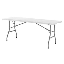 6 Ft Heavy Duty Folding Table – Portable Fold-in-Half Utility Table with Handle (White)